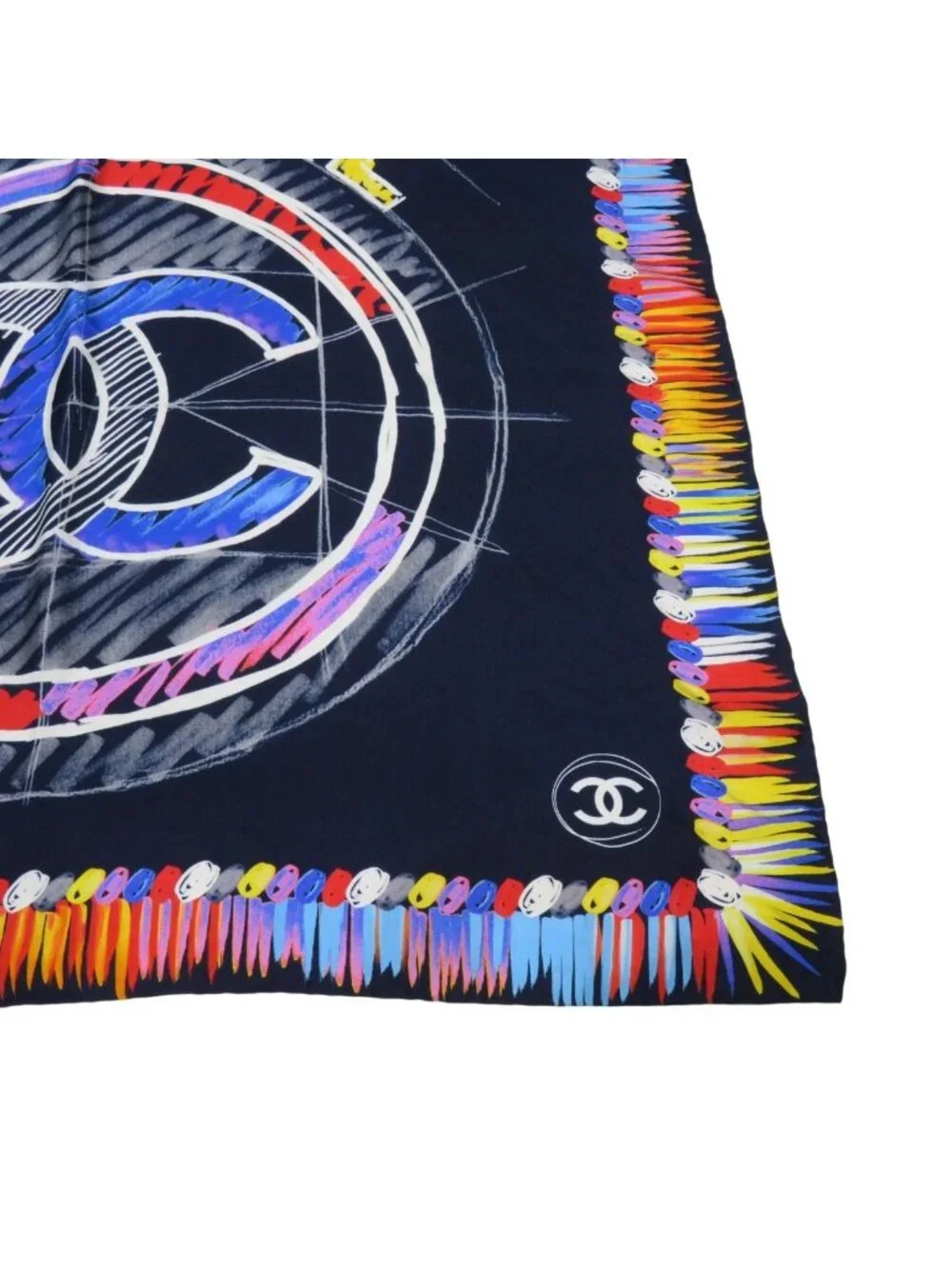 Chanel Scarf Silk Scarves Blue